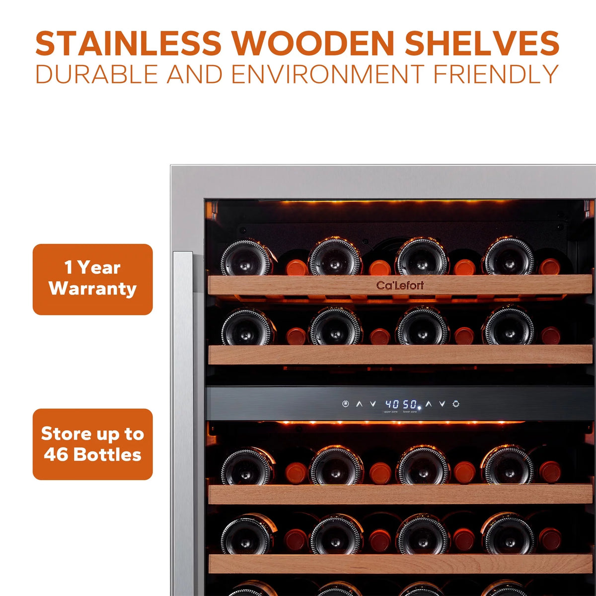 24 Inch 46 Bottle Dual Zone Wine Cooler Refrigerator H377553