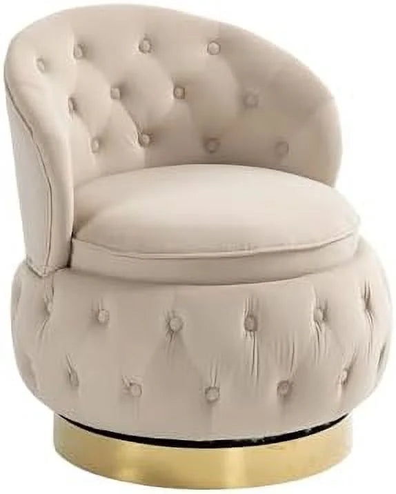 Velvet Upholstered Swivel Barrel Chair T609