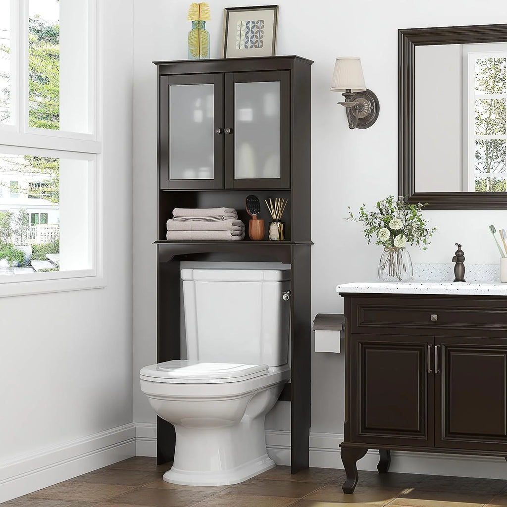 Over The Toilet Storage Cabinet with Glass Doors T7784