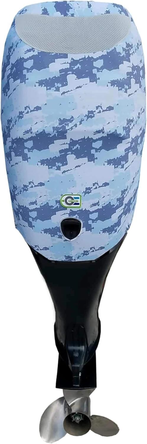 Blue Digital Camo Outboard Motor Cover S8975