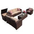 8 Pc Wicker Rattan Outdoor Furniture Set with Storage Box U27558