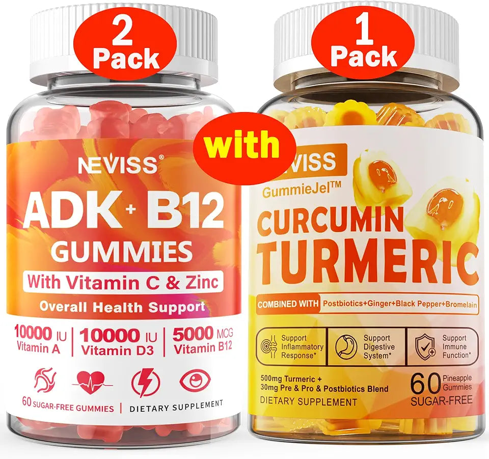 Vitamin ADK with B12 Gummies + Turmeric Curcumin Gummies E967