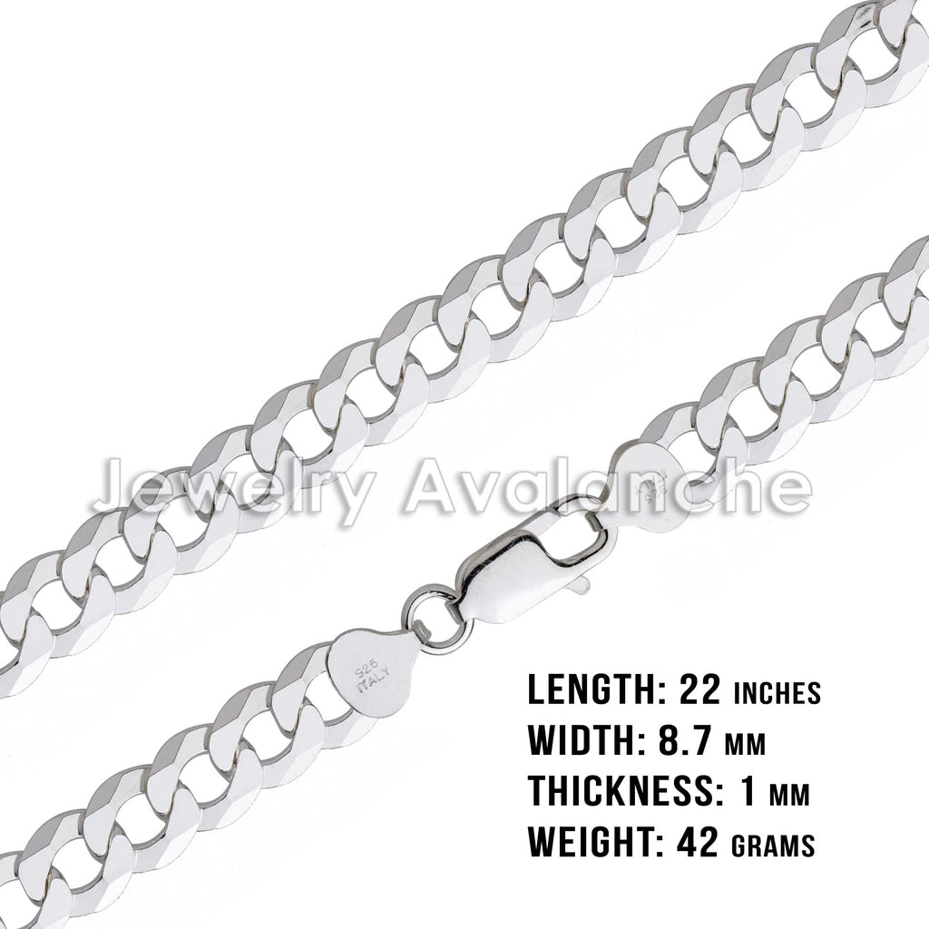 .925 Sterling Silver Flat Curb Chain Necklace 22 inches B943775