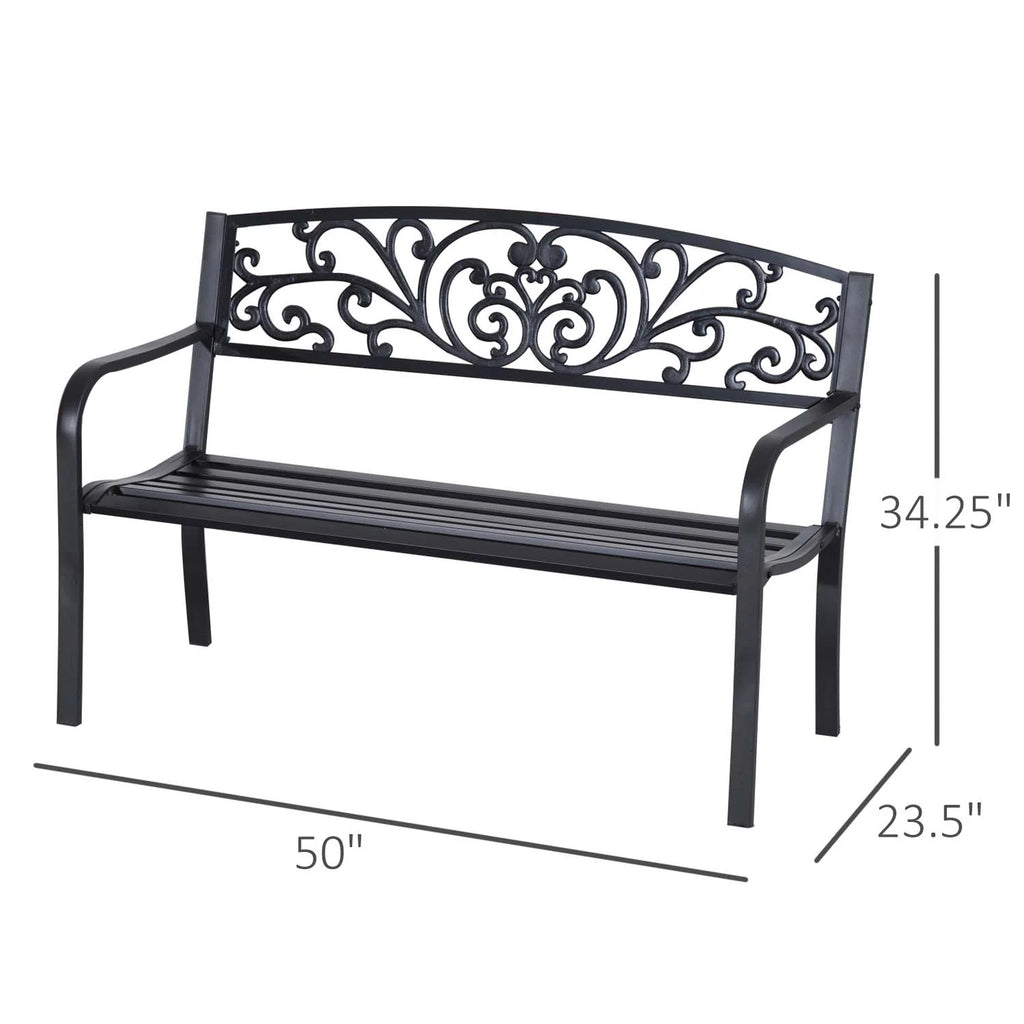 50" Steel 2 Seat Garden Bench E19663