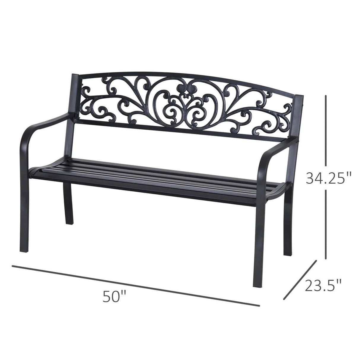 50" Steel 2 Seat Garden Bench E19663
