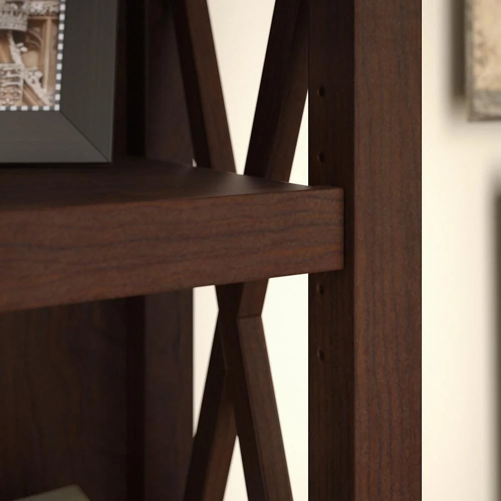 5 Shelf Bing Cherry Engineered Wood Bookcase O103581
