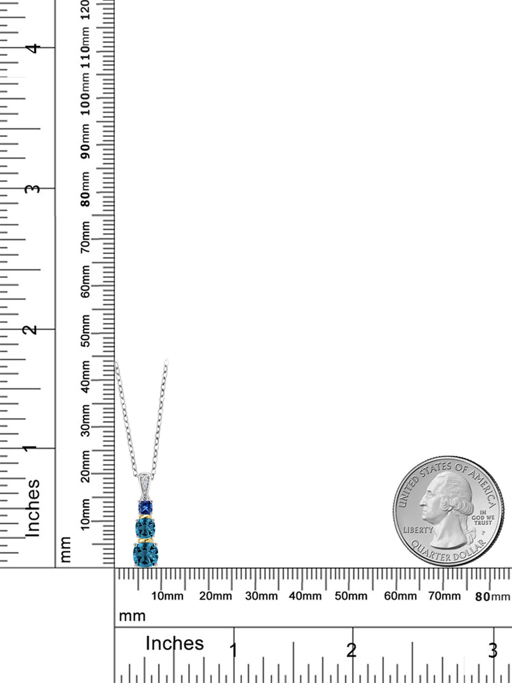 London Blue Topaz and Blue Created Sapphire and Diamond Pendant Necklace with 18 inch Chain K485134