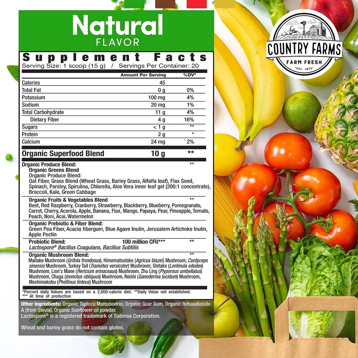 50 Organic Super Foods Drink Mix, 20 Servings, 10.6 Oz, 2 Packs K434045