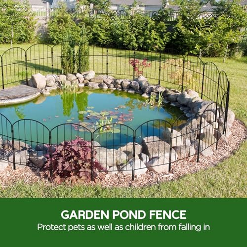 Black 10ft x 24in Rustproof Metal Garden Fence, 10 Pcs G106710