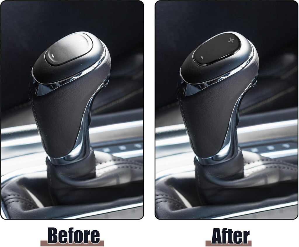 Car Gear Shift Knob Cover Sticker Stainless Steel Black Pack of 2 B46477