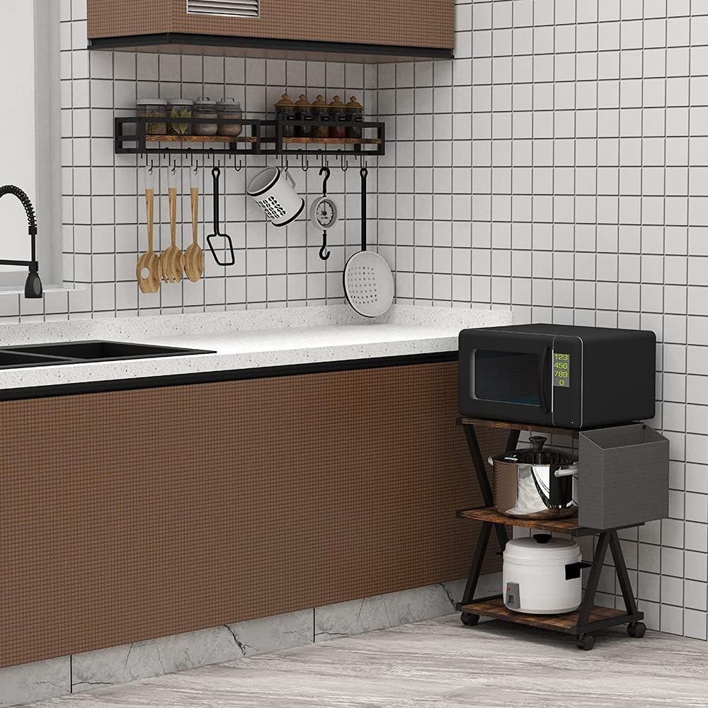 3 Tier Wooden Mobile Printer Stand with Storage Bag N63789