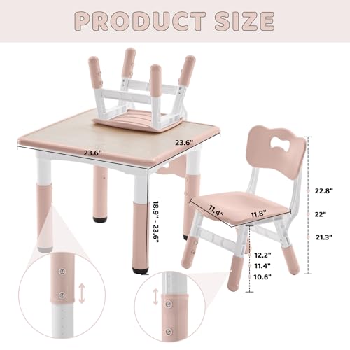 Height-Adjustable Kids Table and 2 Chairs Set with Graffiti Desktop O56270