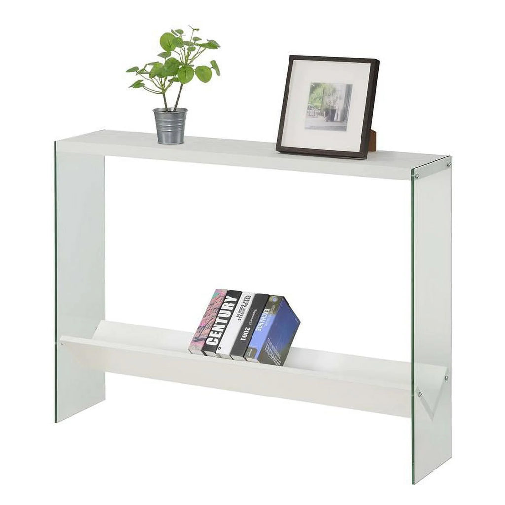 White Wood Console Table with Shelf G590