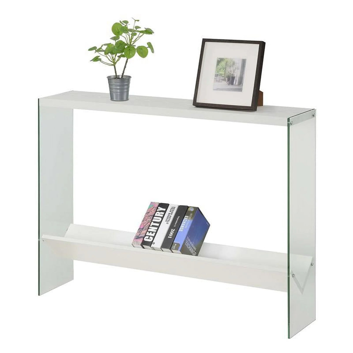 White Wood Console Table with Shelf G590