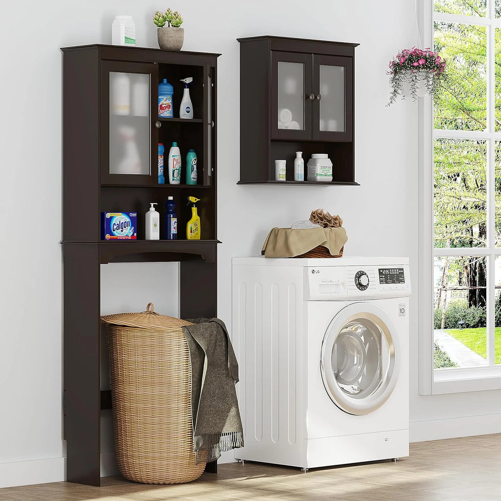 Over The Toilet Storage Cabinet with Glass Doors T7784