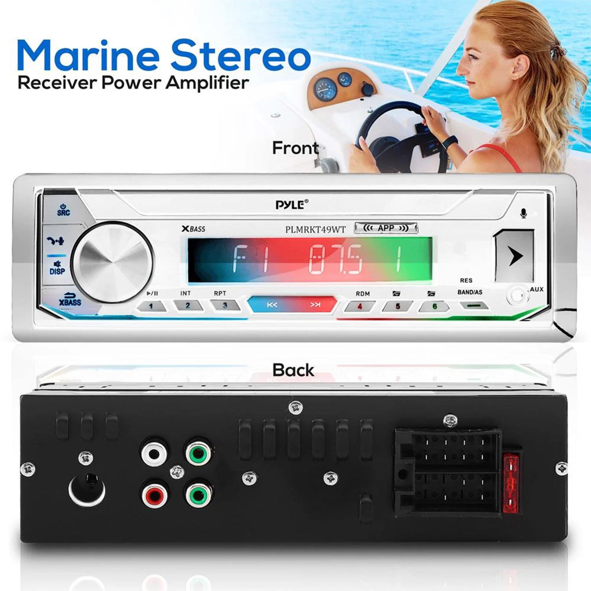 White Marine Receiver Stereo System with 5.25 Inch Speakers S310