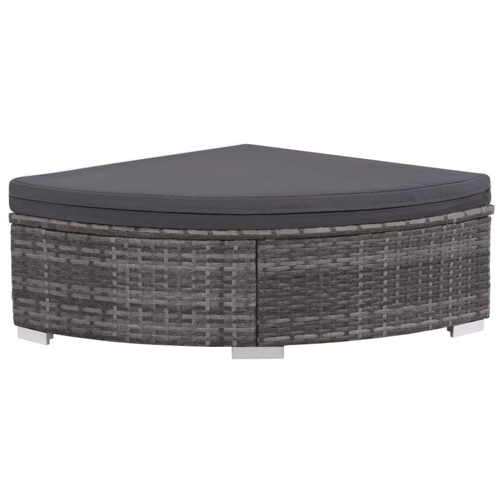 Set of 6 Poly Rattan Patio Sectional Corner Sofa with 2 Ottoman and Soft Cushions Gray T4640