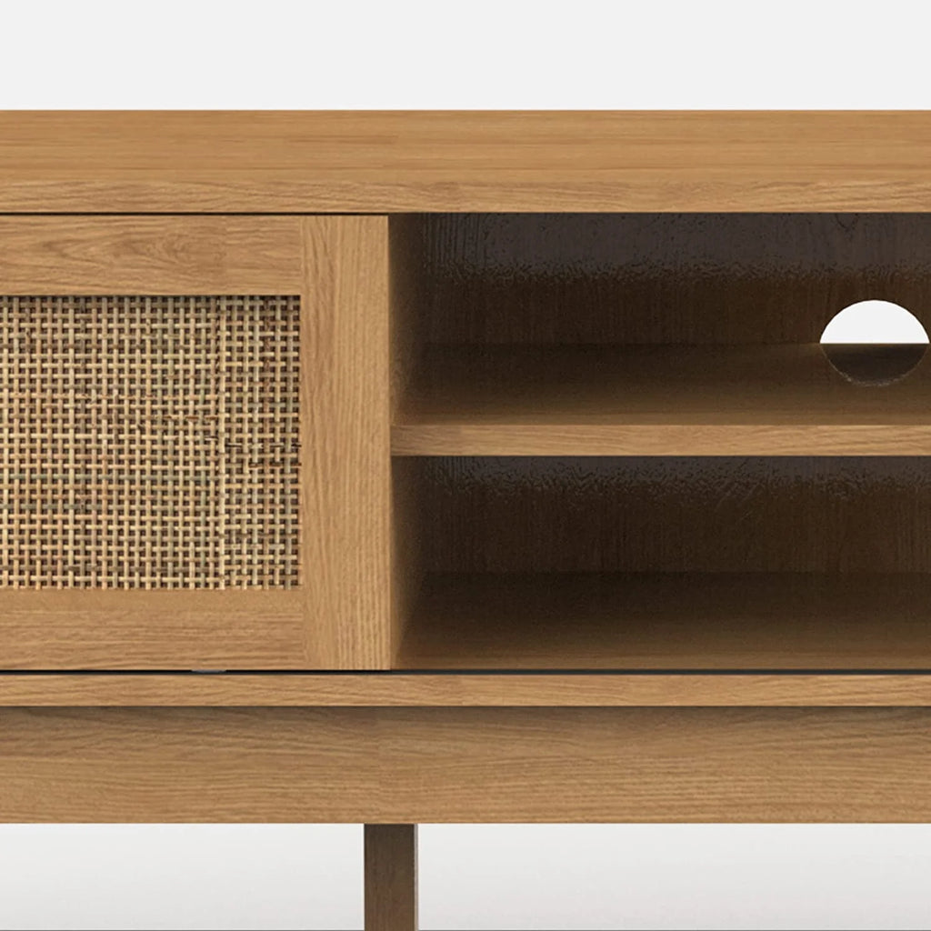 TV Stand with Rattan Sliding Doors for TVs up to 65 Inches M769