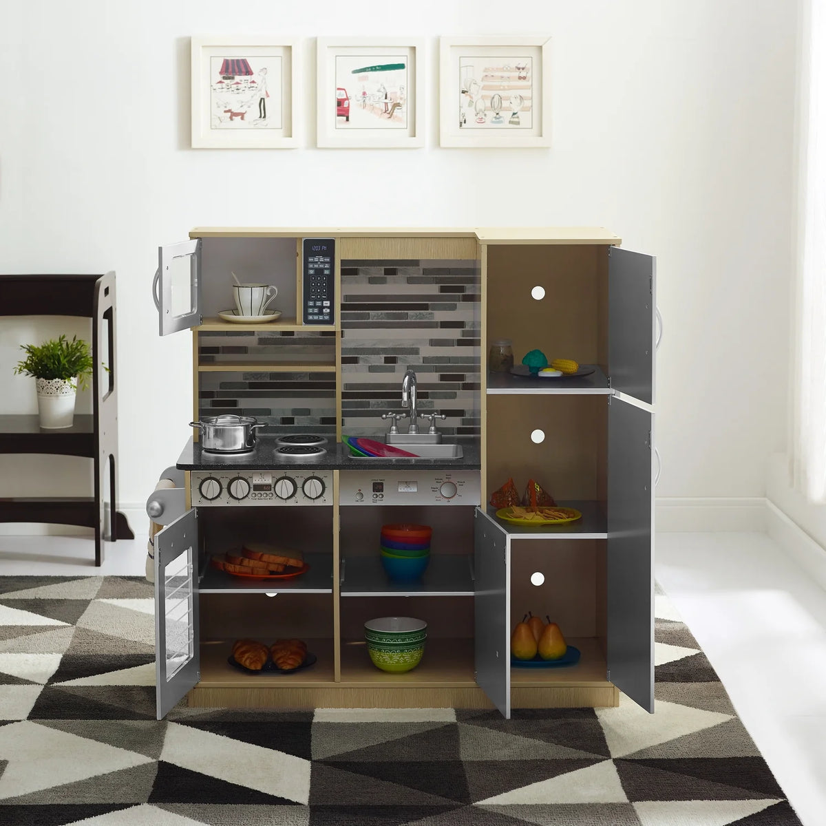 Natural Wooden Kids Play Kitchen F71593