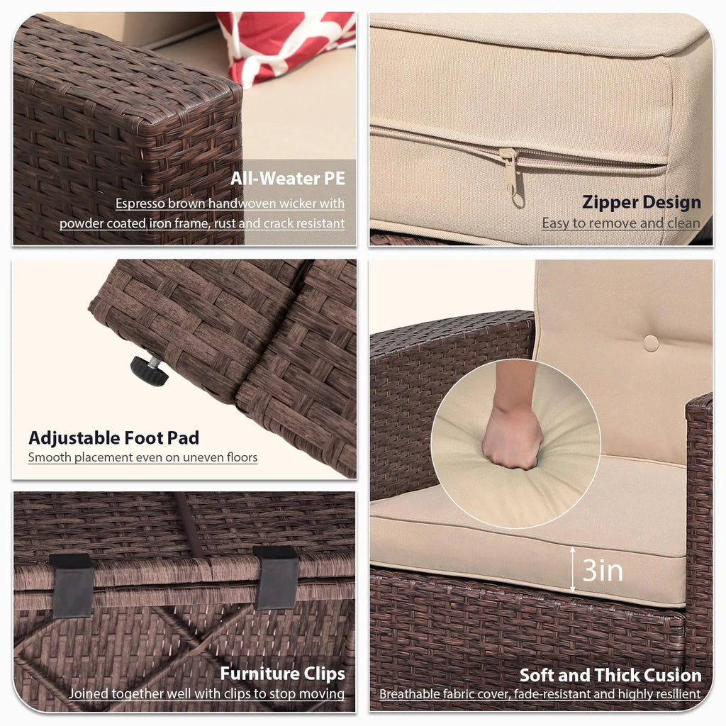 8 Pc Wicker Rattan Outdoor Furniture Set with Storage Box U27558