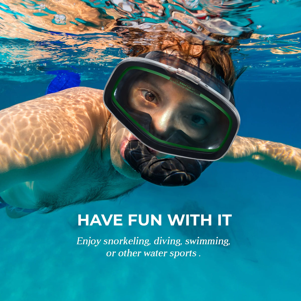 Tempered Glass Adjustable Silicone Snorkel Mask D92359