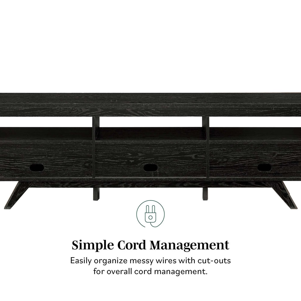 Black Mid-Century Modern Storage TV Stand W128775