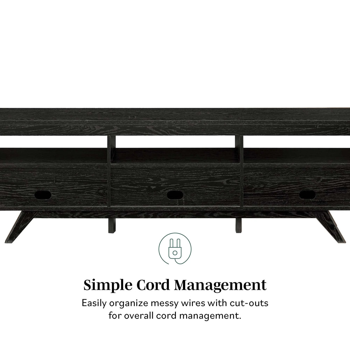 Black Mid-Century Modern Storage TV Stand W128775