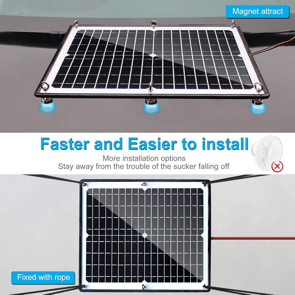 Solar Panel Kit 12V 20W Magnetic Charge Controller Waterproof Solar Battery Charger Maintainer Trickle Charger Alligator Clip M430