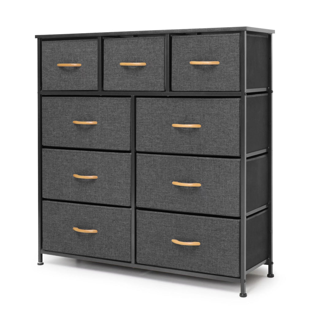 Gray 9 Drawer Dresser Storage Tower E9094