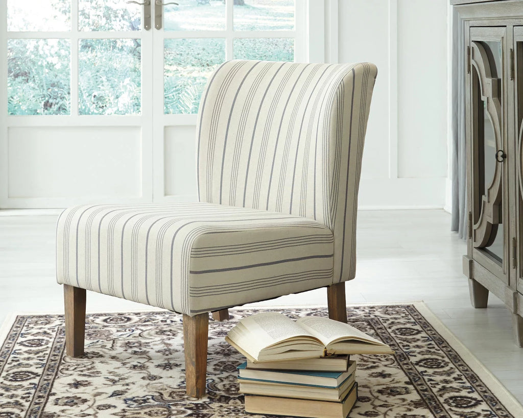 Cream with Blue Pinstripe Armless Accent Chair C7166