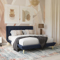 Queen Light Gray Linen Upholstered Bed F291219