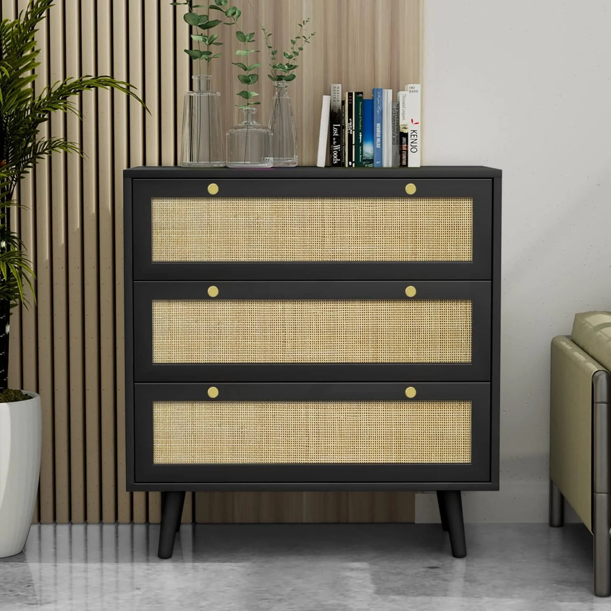 White 3 Drawer Wood Dresser E28334