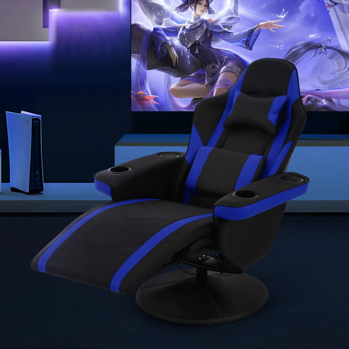 Blue Massage Gaming Recliner Chair with Speaker K232407
