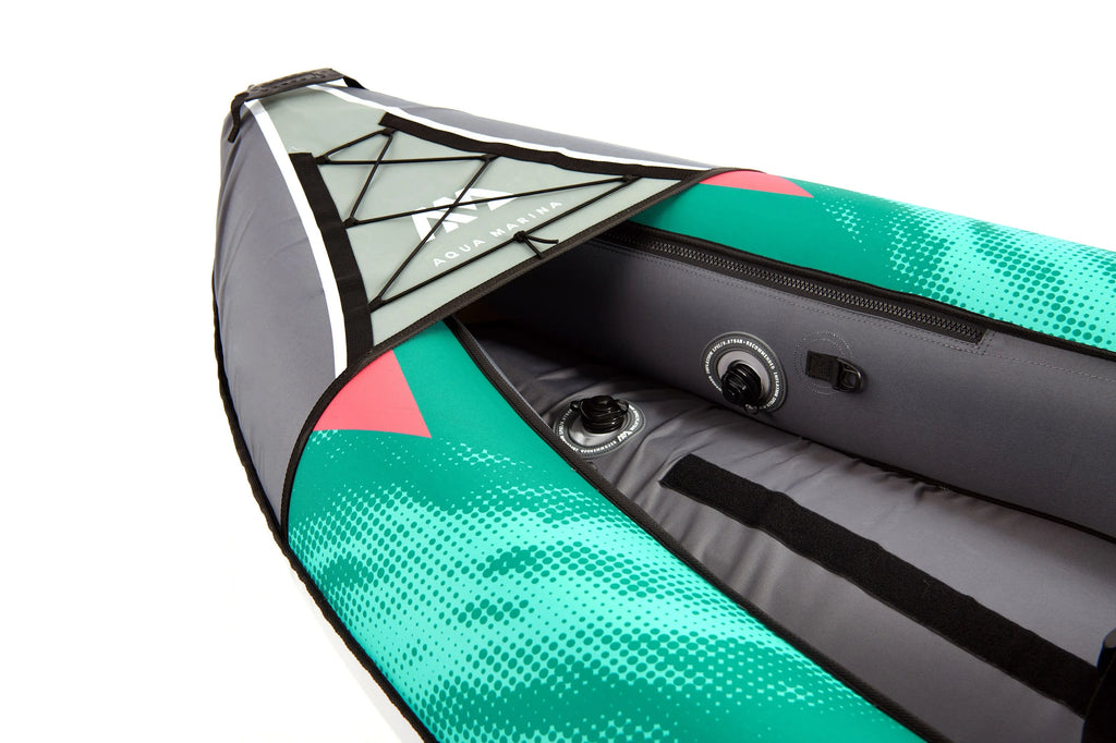 1 Person Inflatable Kayak Package with Carry Bag, Paddle, Fin, Pump & Safety Harness M3045