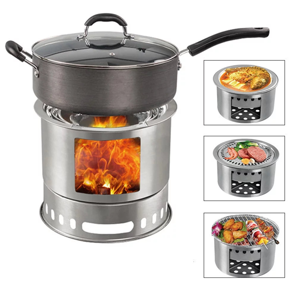 4 In 1 Camping Stove Portable Multi-functional Wood Stove Z31442