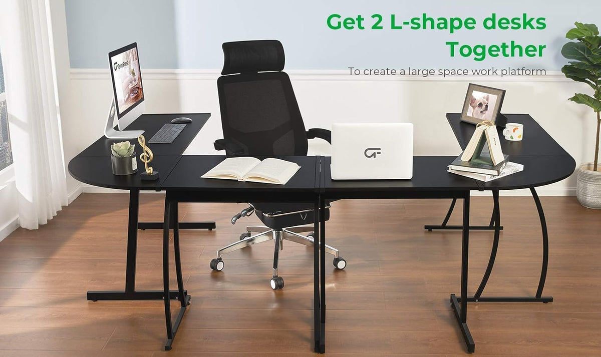 L Shaped Desk and File Cabinet with Open Storage Shelf I369