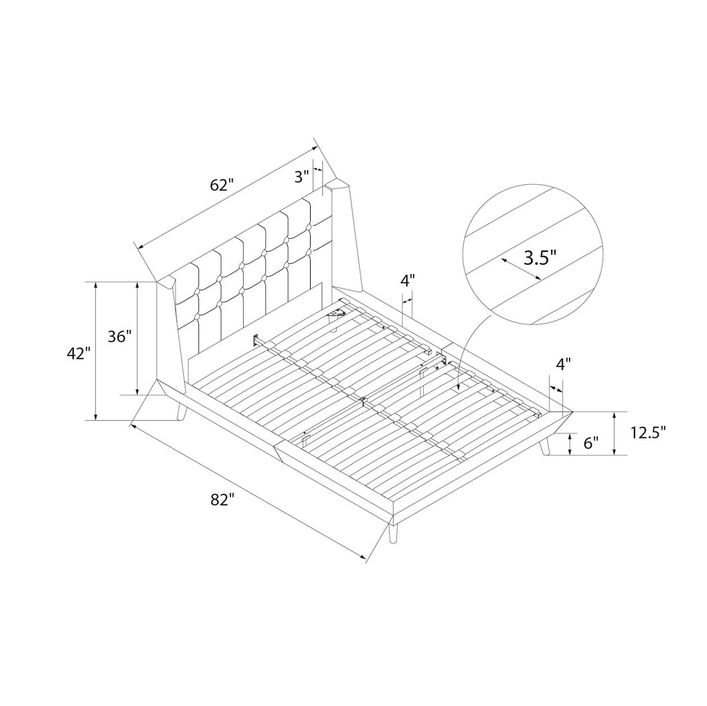 Queen Light Gray Linen Upholstered Bed F291219