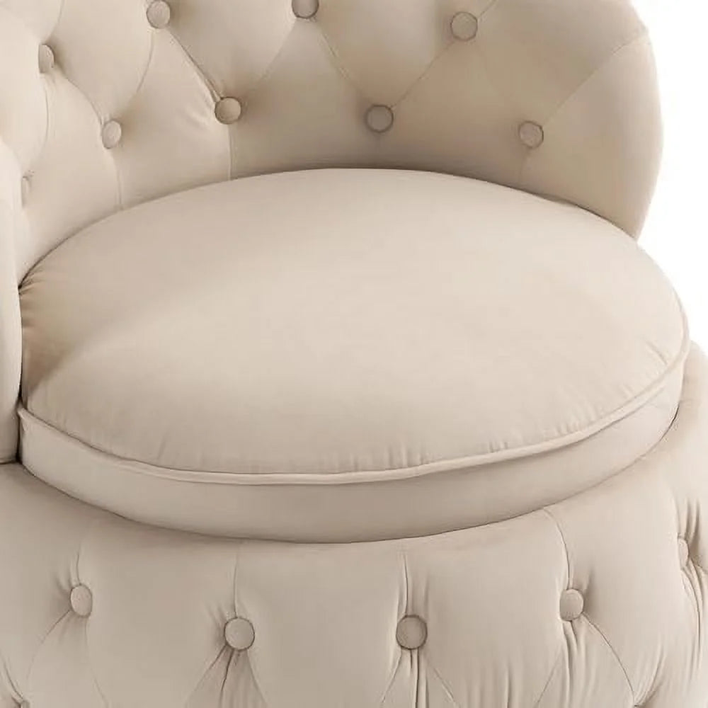 Velvet Upholstered Swivel Barrel Chair T609
