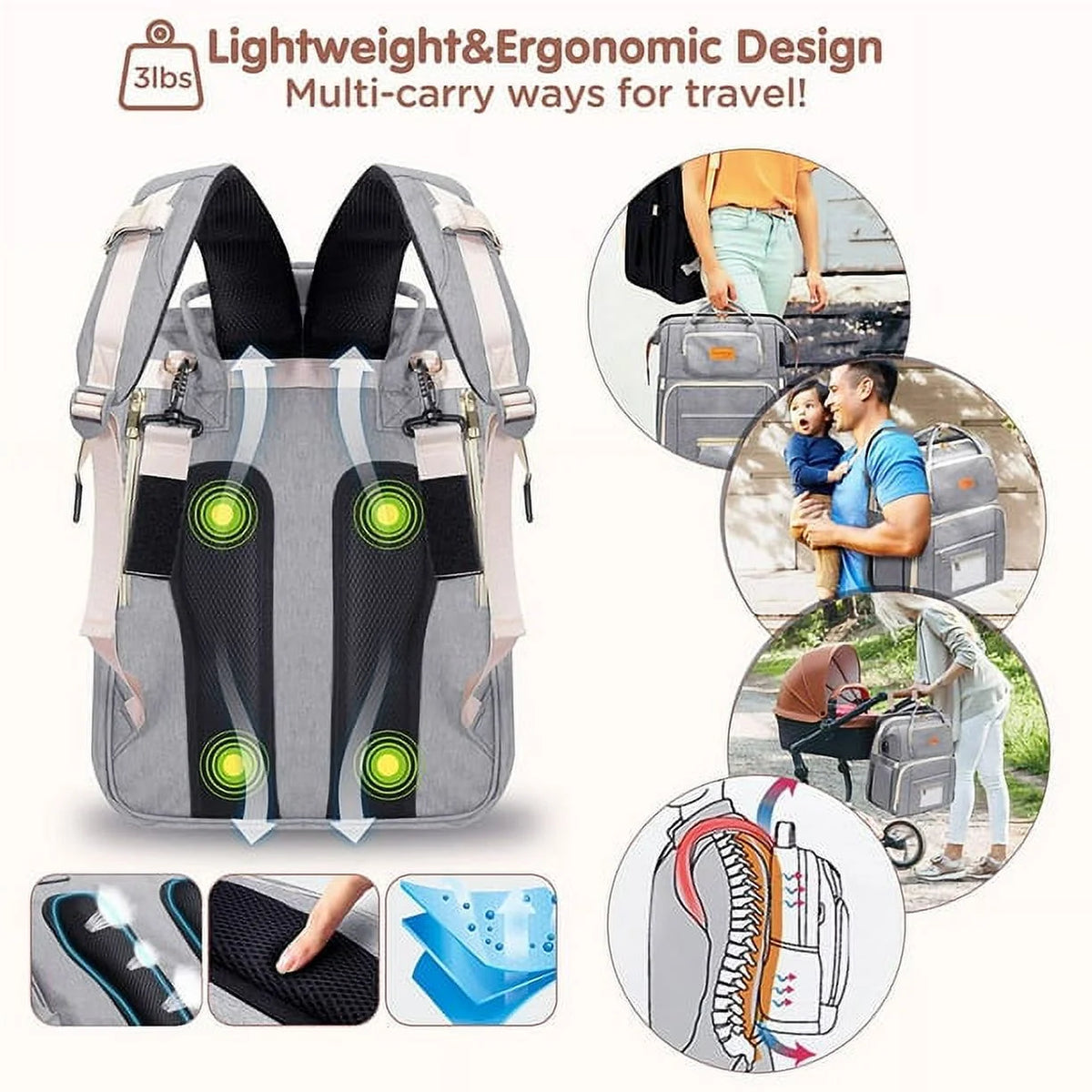 Waterproof Changing Station Backpack Diaper Bag K241