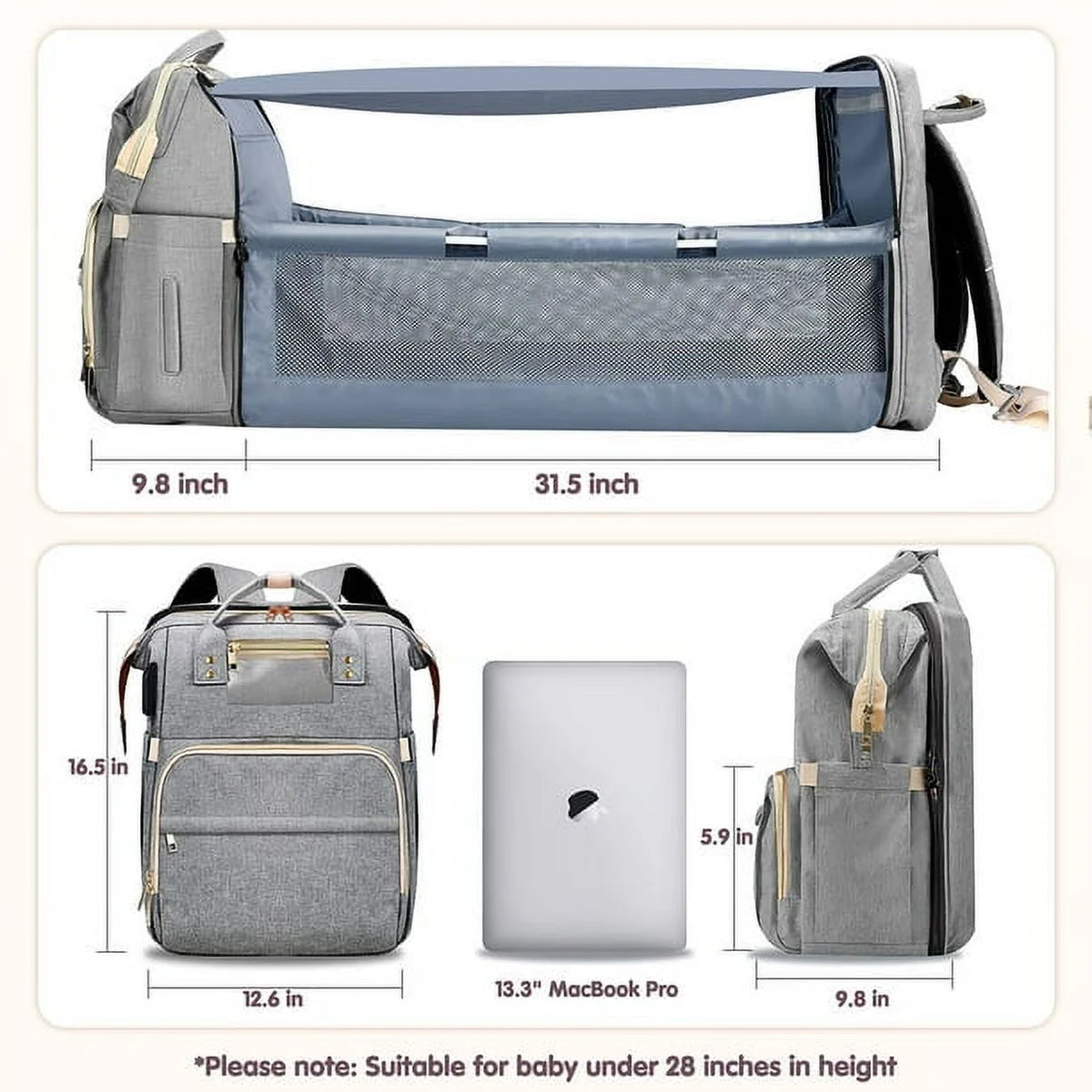 Waterproof Changing Station Backpack Diaper Bag K241