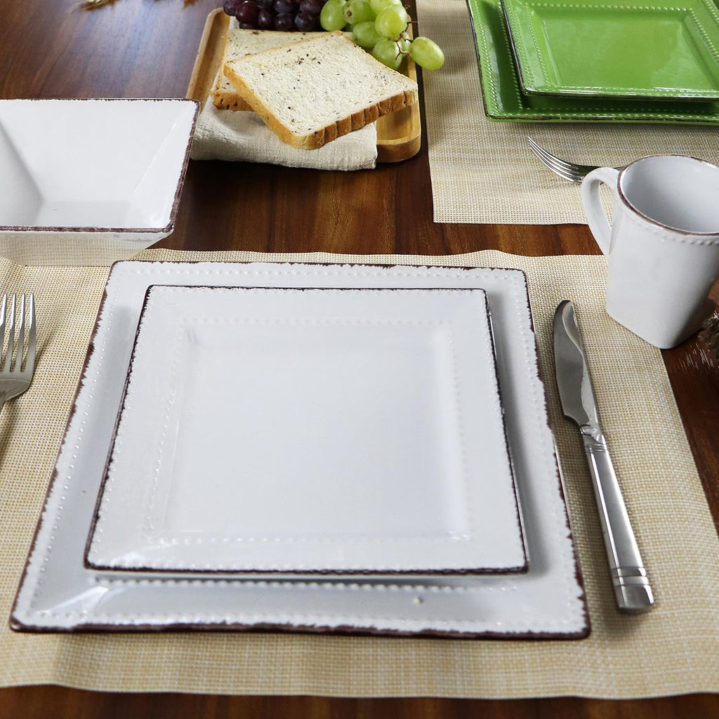 16 Piece White Stoneware Dinnerware Set G90419
