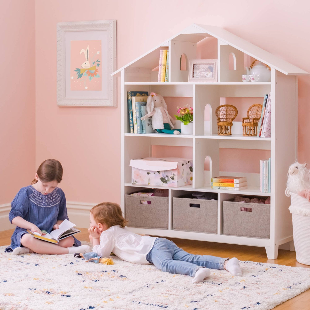 Kids Dollhouse Bookcase White E859