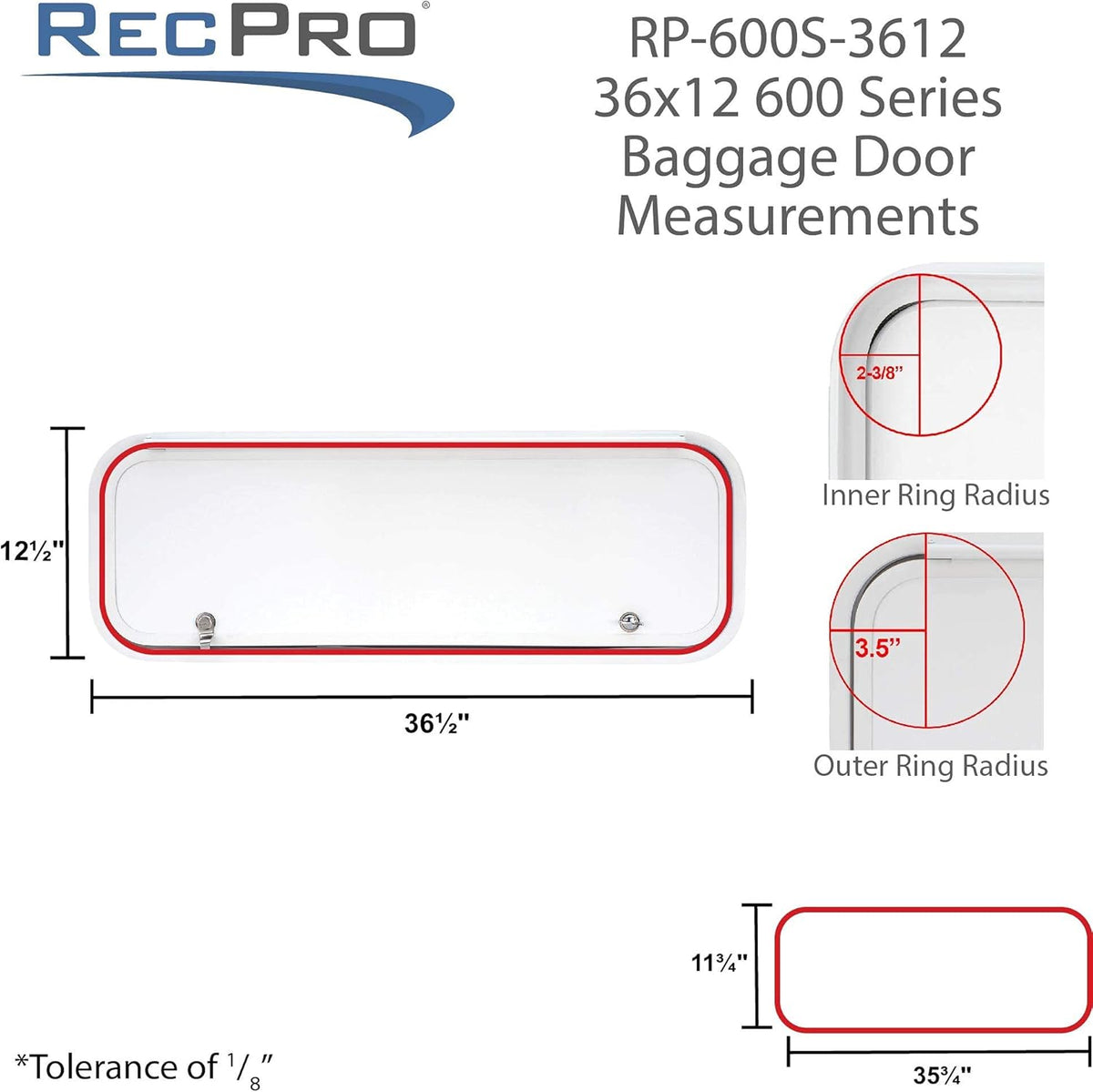 36 Wide x 12 High Baggage Door with Rounded Corners N179081
