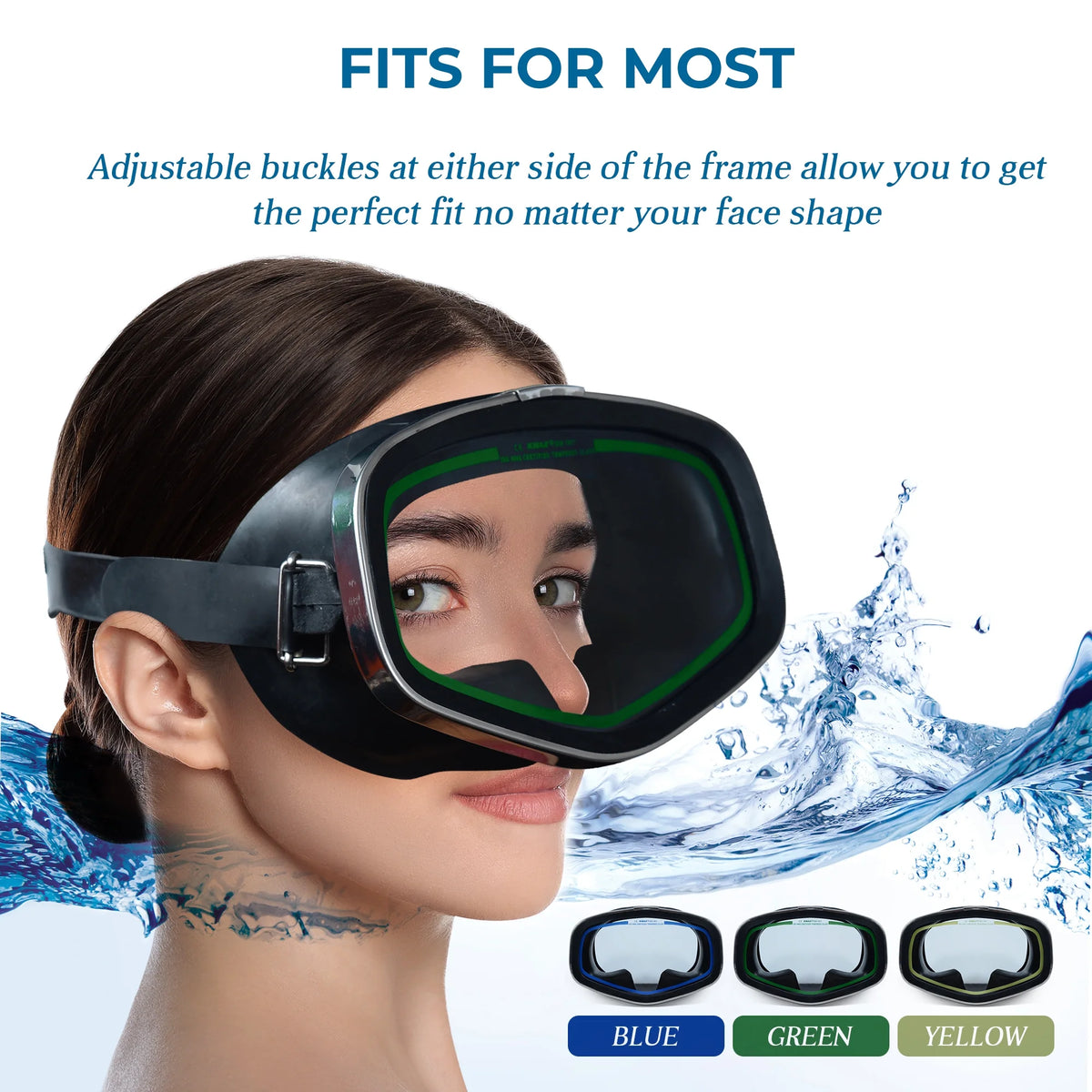 Tempered Glass Adjustable Silicone Snorkel Mask D92359