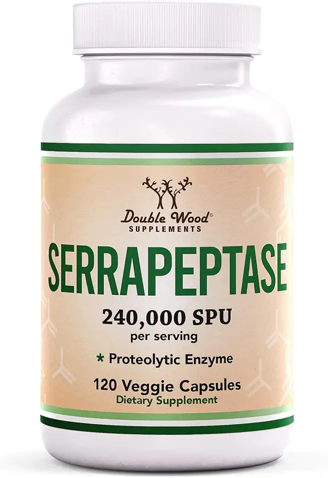 240,000 SPU Serrapeptase 120 Veggie Capsules Non-GMO Gluten Free Y36065