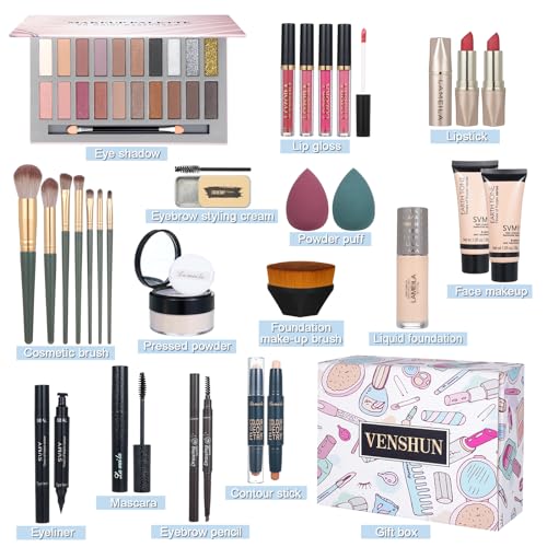 18 Color Eyeshadow Palette Foundation Lipstick Eyebrow Pencil Makeup Kit L67652