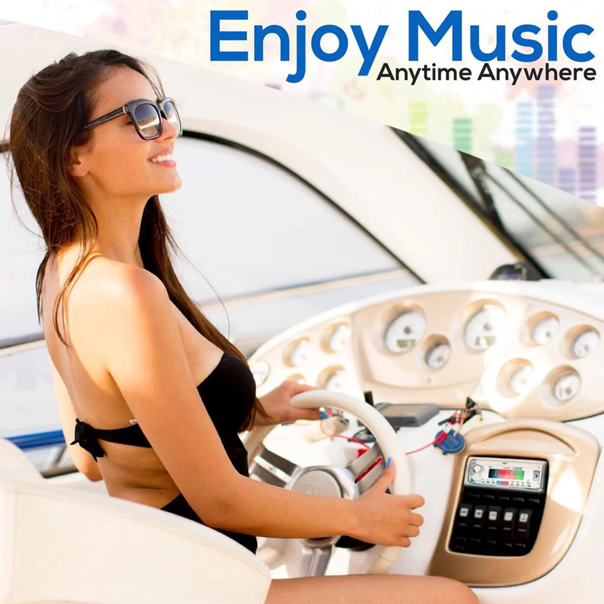 White Marine Receiver Stereo System with 5.25 Inch Speakers S310