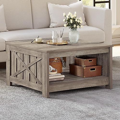 Brown Square Coffee Table with Storage Y270869