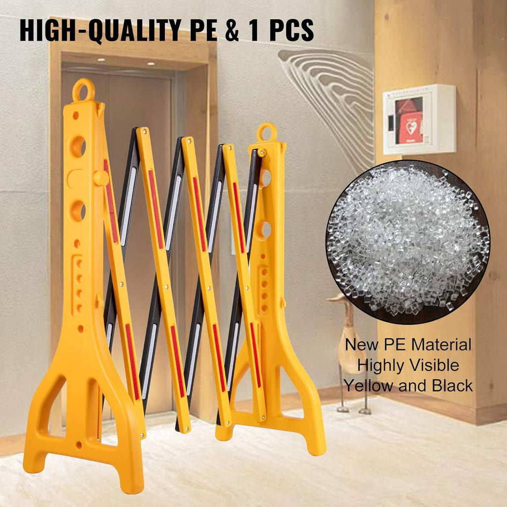 Yellow Plastic Traffic Barricade with Reflectors, 8.3ft Width, 38” Height, Pack of 2 Z14396