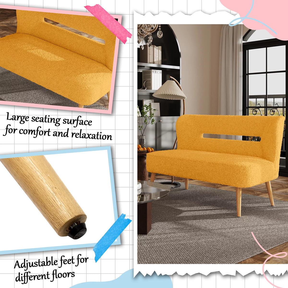 Cream Sherpa Loveseat Accent Chair P929927